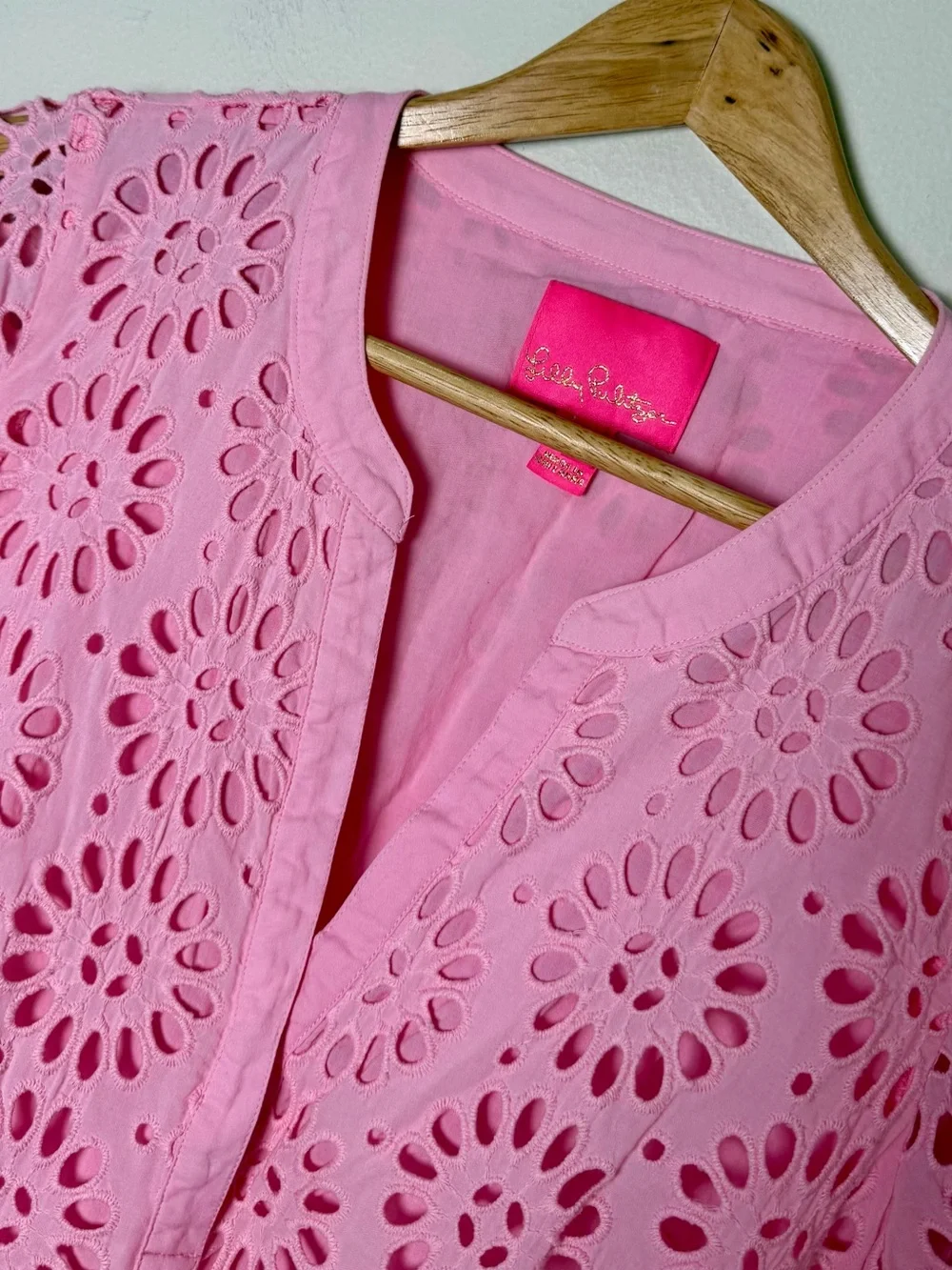 Lilly Pulitzer Bekah Eyelet Tunic Dress Peony Pink 3/4 Sleeve M - Picture 8 of 16